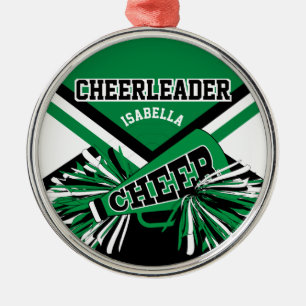 Ornamento De Metal Cheerleader 📣 - Verde, Preto e Branco