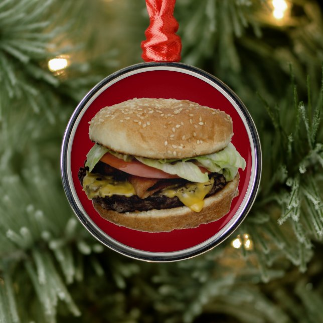 Ornamento De Metal Cheeseburger e Fries franceses (Árvore)