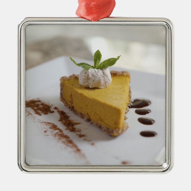 Ornamento De Metal Cheesecake de Abóbora (Frente)