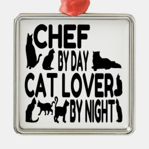 Ornamento De Metal Chef do Cat Lover