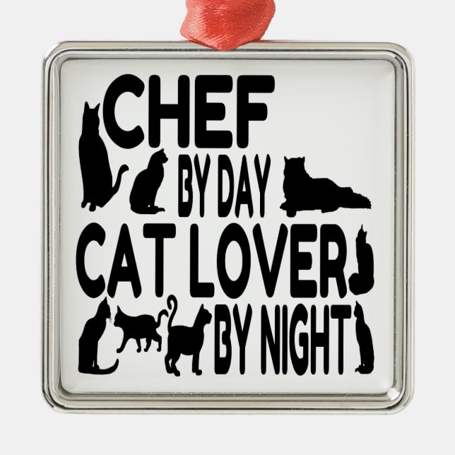 Ornamento De Metal Chef do Cat Lover (Frente)