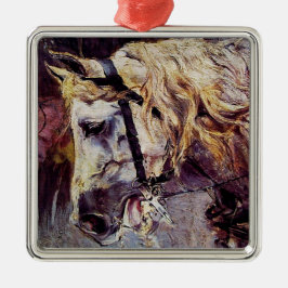 Ornamento De Metal Chefe de Cavalo Branco (por Giovanni Boldini)