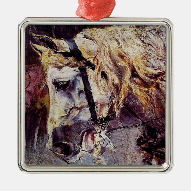 Ornamento De Metal Chefe de Cavalo Branco (por Giovanni Boldini) (Frente)