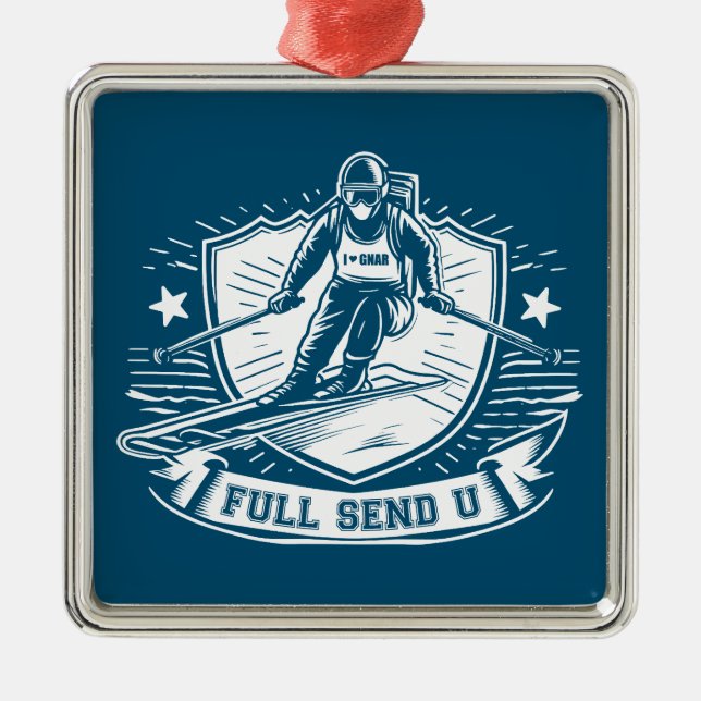 Ornamento De Metal Cheio Enviar Esqui Universitário (Frente)