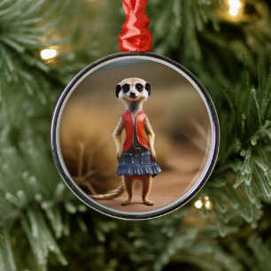 Ornamento De Metal Chic e Na moda: Meerkat Girl in Skirt and Jaqueta