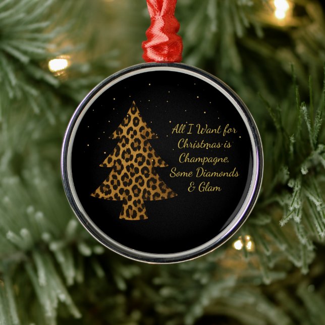 Ornamento De Metal Chic Holiday Leopard Tree Design (Árvore)