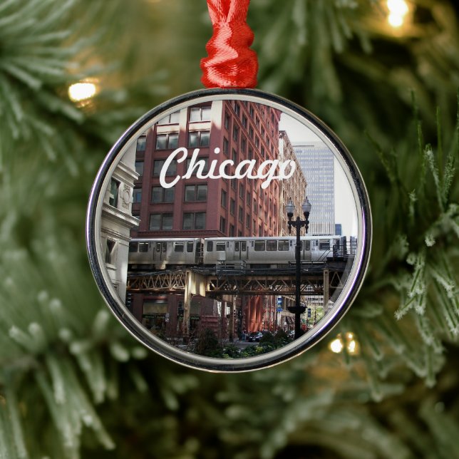 Ornamento De Metal Chicago Elevated Loop Train Holiday (Árvore)