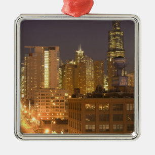 Ornamento De Metal Chicago, Illinois, Skyline de West Loop em