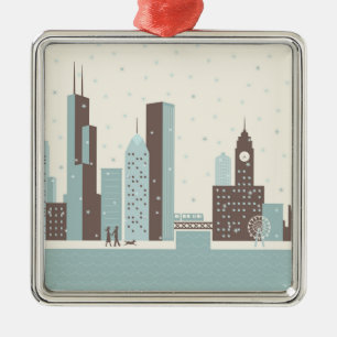Ornamento De Metal Chicago no inverno
