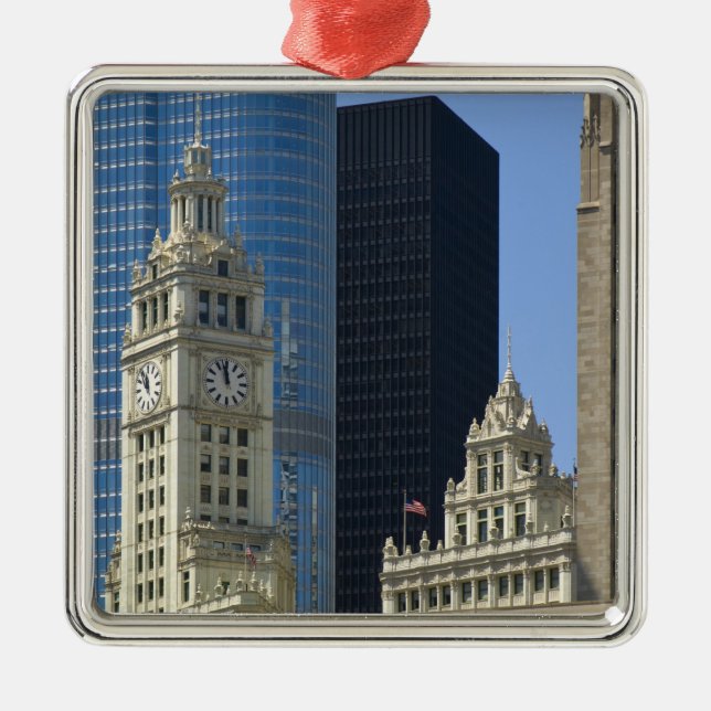 Ornamento De Metal Chicago, Wrigley Building com Trump Hotel & (Frente)