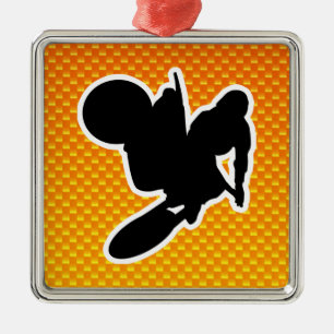 Ornamento De Metal Chicote amarelo alaranjado do motocross