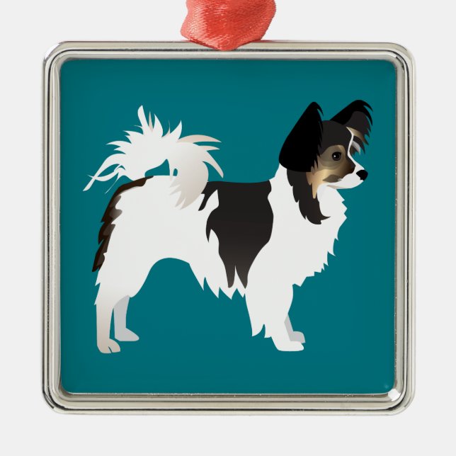 Ornamento De Metal Chihuahua ou Papillon Basic Design (Frente)