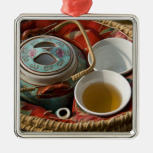 Ornamento De Metal China, Hong Kong. Bule chinês tradicional & 3