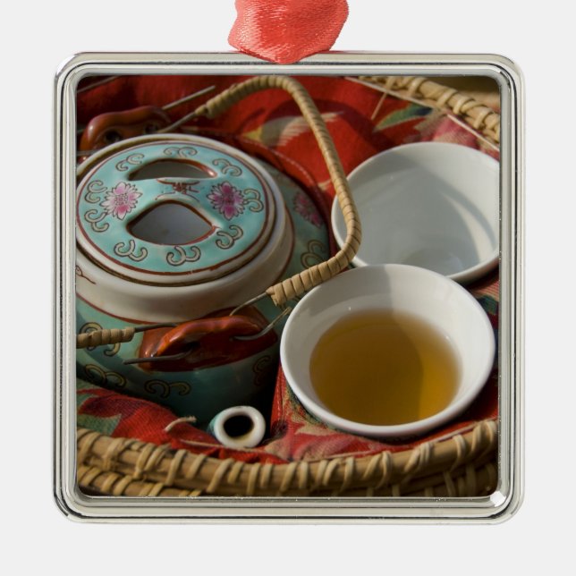 Ornamento De Metal China, Hong Kong. Bule chinês tradicional & 3 (Frente)