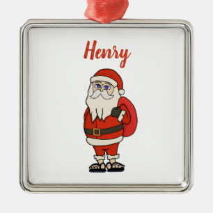 Ornamento De Metal Chinelos de Natal personalizados do Papai Noel