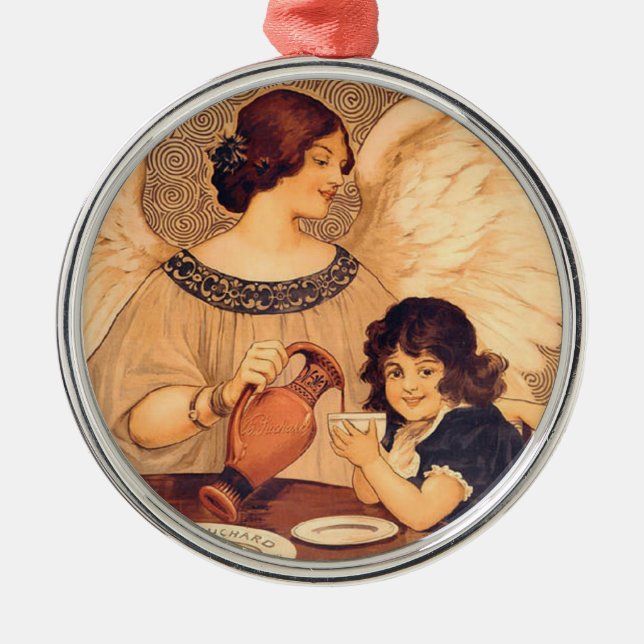 Ornamento De Metal Chocolate Angel French Antiguado (Frente)