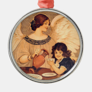 Ornamento De Metal Chocolate Angel French Antiguado