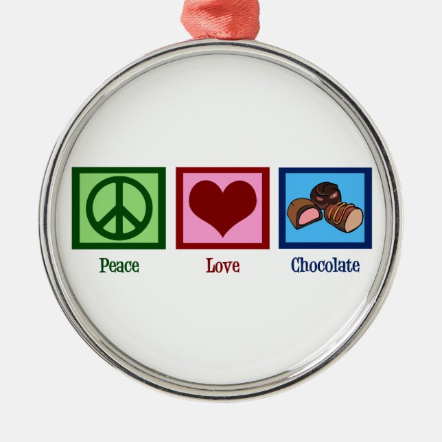 Ornamento De Metal Chocolate do amor da paz (Frente)