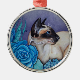 Ornamento De Metal Chocolate Point Siamese Cat