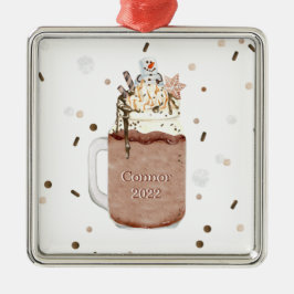 Ornamento De Metal Chocolate Snowman Milkshake Ano de Natal
