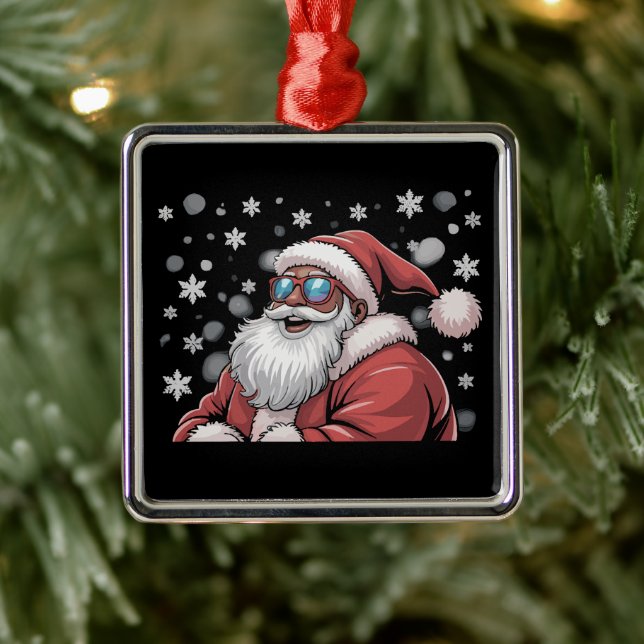 Ornamento De Metal Christmas Black African American Santa Xmas  (Árvore)