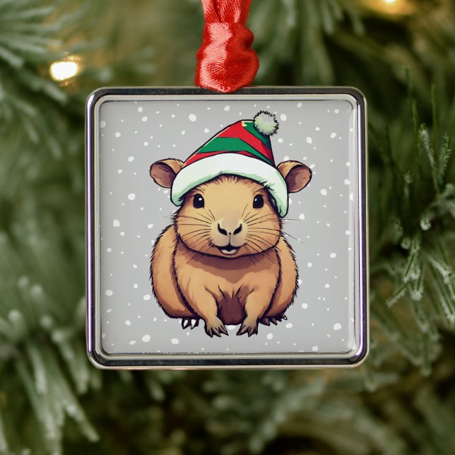 Ornamento De Metal Christmas Capybara (Árvore)
