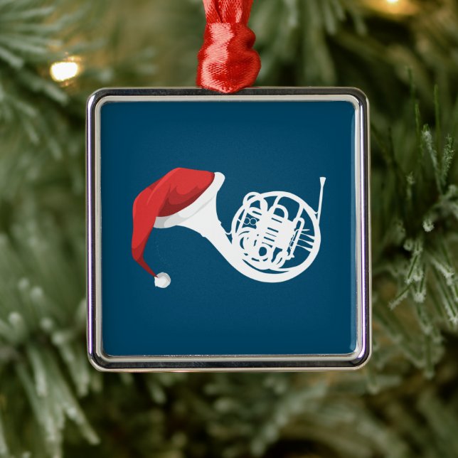 Ornamento De Metal Christmas French Horn Shirt - Santa French Horn (Árvore)