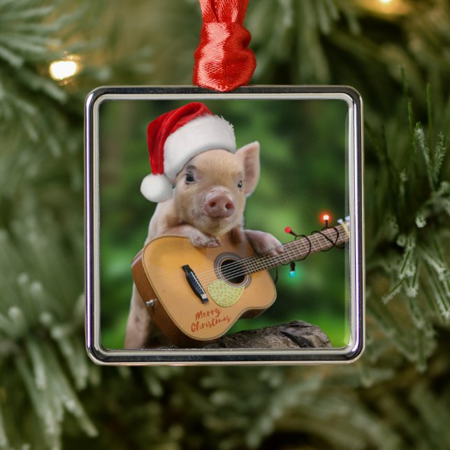 Ornamento De Metal Christmas guitar pig (Árvore)