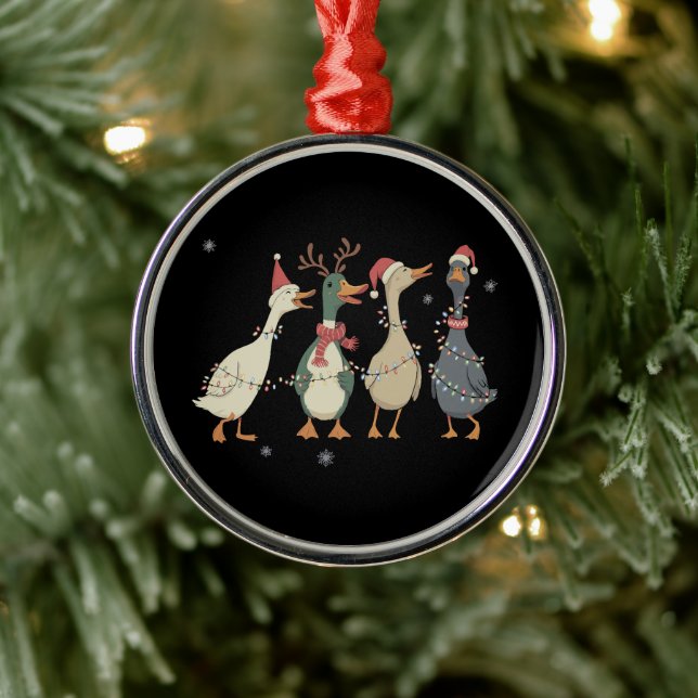 Ornamento De Metal Christmas Lights Ducks Funny Animals Farm Lover  (Árvore)