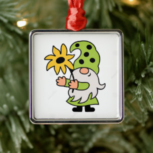 Ornamento De Metal **CHRISTMAS ou SPRINGTIME GNOME** ORNAM