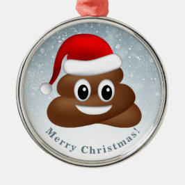 Ornamento De Metal christmas poo emoji com chapéu de santa