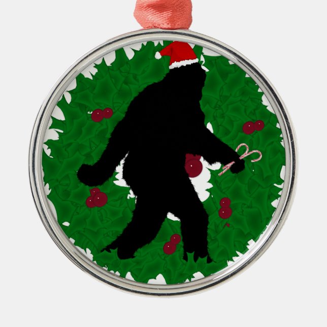 Ornamento De Metal Christmas Squatchin' (Frente)