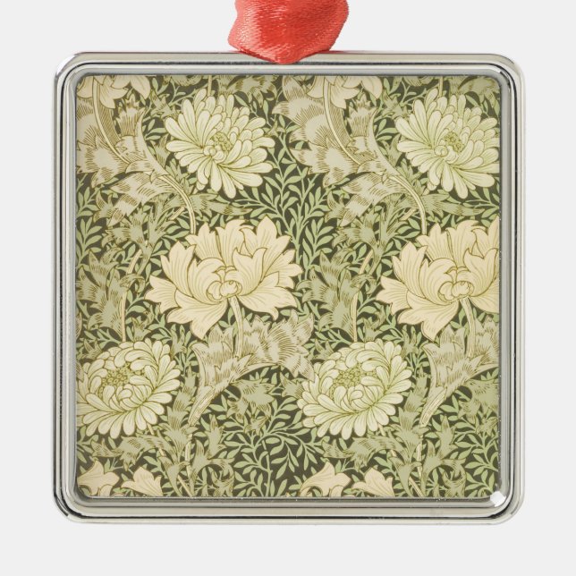 Ornamento De Metal Chrysanthemum Flower Pattern (por William Morris) (Frente)