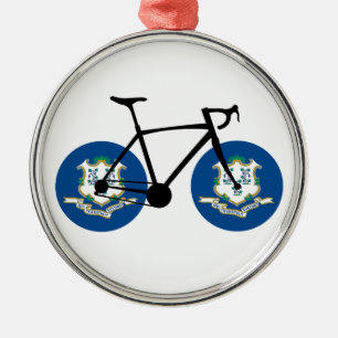 Ornamento De Metal Ciclismo da Bandeira de Connecticut