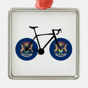 Ornamento De Metal Ciclismo de Bandeira do Michigan