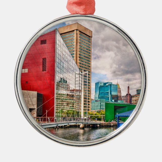 Ornamento De Metal Cidade - Baltimore MD - Harbor Place - Cidade do F (Frente)