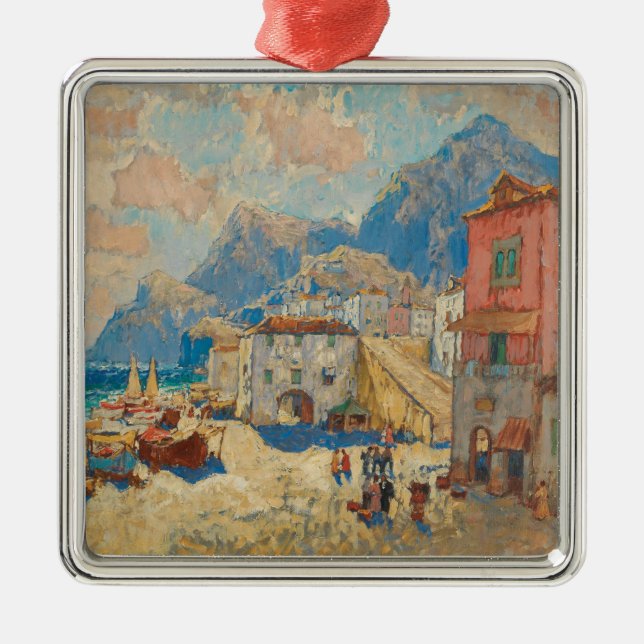 Ornamento De Metal Cidade Costeira na Espanha (Paisagem Espanhola Vin (Frente)