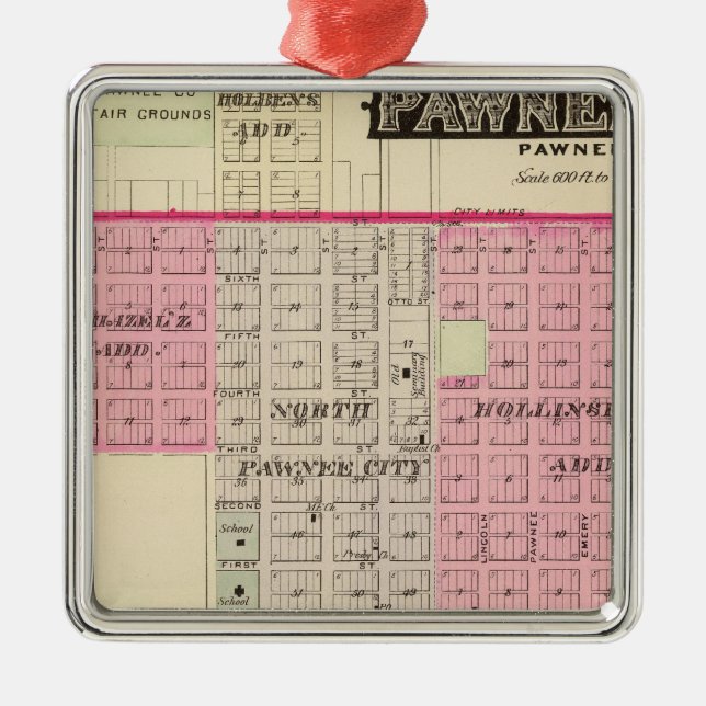 Ornamento De Metal Cidade do Pawnee, Nebraska (Frente)