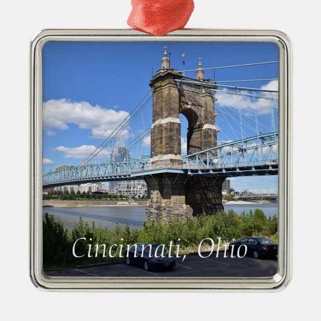 Ornamento De Metal Cincinnati Ohio Keepsasasair Souvenir Natal (Frente)