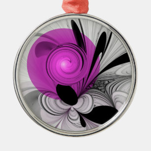 Ornamento De Metal Cinza Negra abstrato com Fratura Magenta