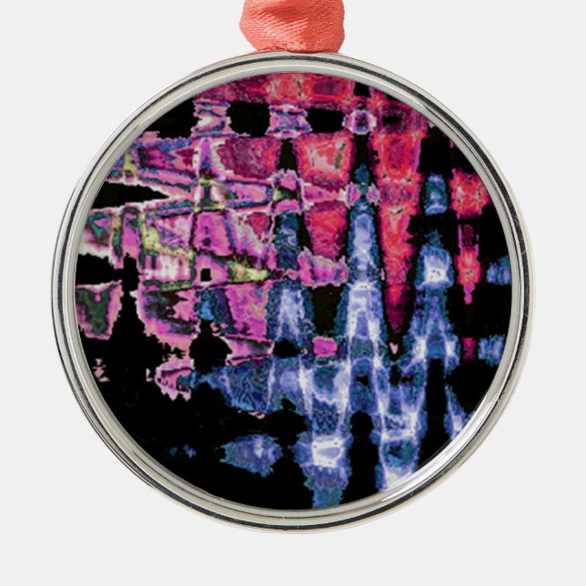 Ornamento De Metal Cinzas de Cinza Roxo bonito e Aquarelas Negras (Frente)