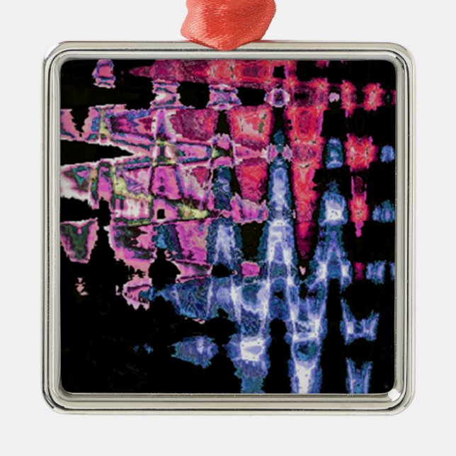 Ornamento De Metal Cinzas de Cinza Roxo bonito e Aquarelas Negras (Frente)