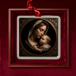 Ornamento De Metal “Circle of Light: Madonna and Child”Ornament