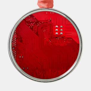 Ornamento De Metal circuito eletrônico vermelho board.JPG