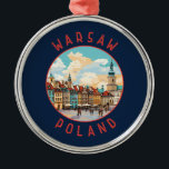 Ornamento De Metal Círculo de Distância Retrotraído da Polônia de Var<br><div class="desc">Viagem de vetor retrovetor de Varsóvia. É uma mistura cativante de estilos arquitetônicos,  da charmosa Cidade Velha ao Palácio de Cultura e Ciência.</div>
