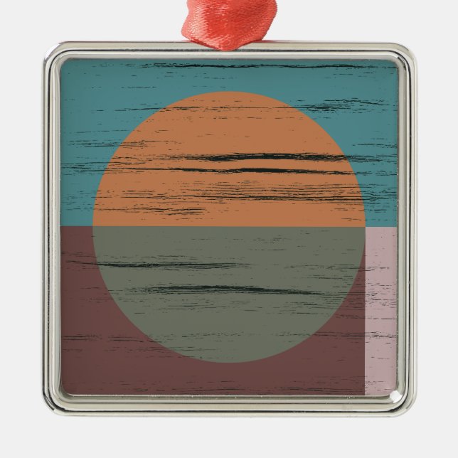 Ornamento De Metal Círculo Laranja E Verde (Frente)