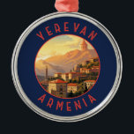 Ornamento De Metal Círculo Retro Distresso da Armênia Yerevan<br><div class="desc">Yerevan retro vetor viagem design. Yerevan,  capital da Armênia,  é marcada pela grande arquitetura soviética.</div>