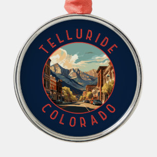 Ornamento De Metal Círculo Retroalterado de Telluride Colorado
