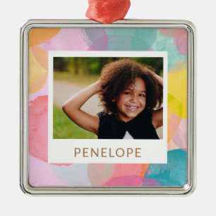 Ornamento De Metal Círculos Coloridos de Cores d'Água e Nome dos Po