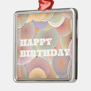 Ornamento De Metal Círculos Felizes de Aniversário
